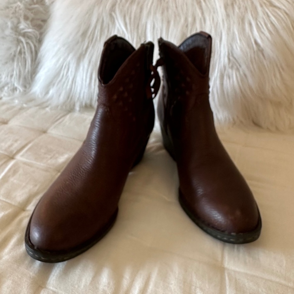 Born Leather Ankle Western Boots, Size 7 1/2